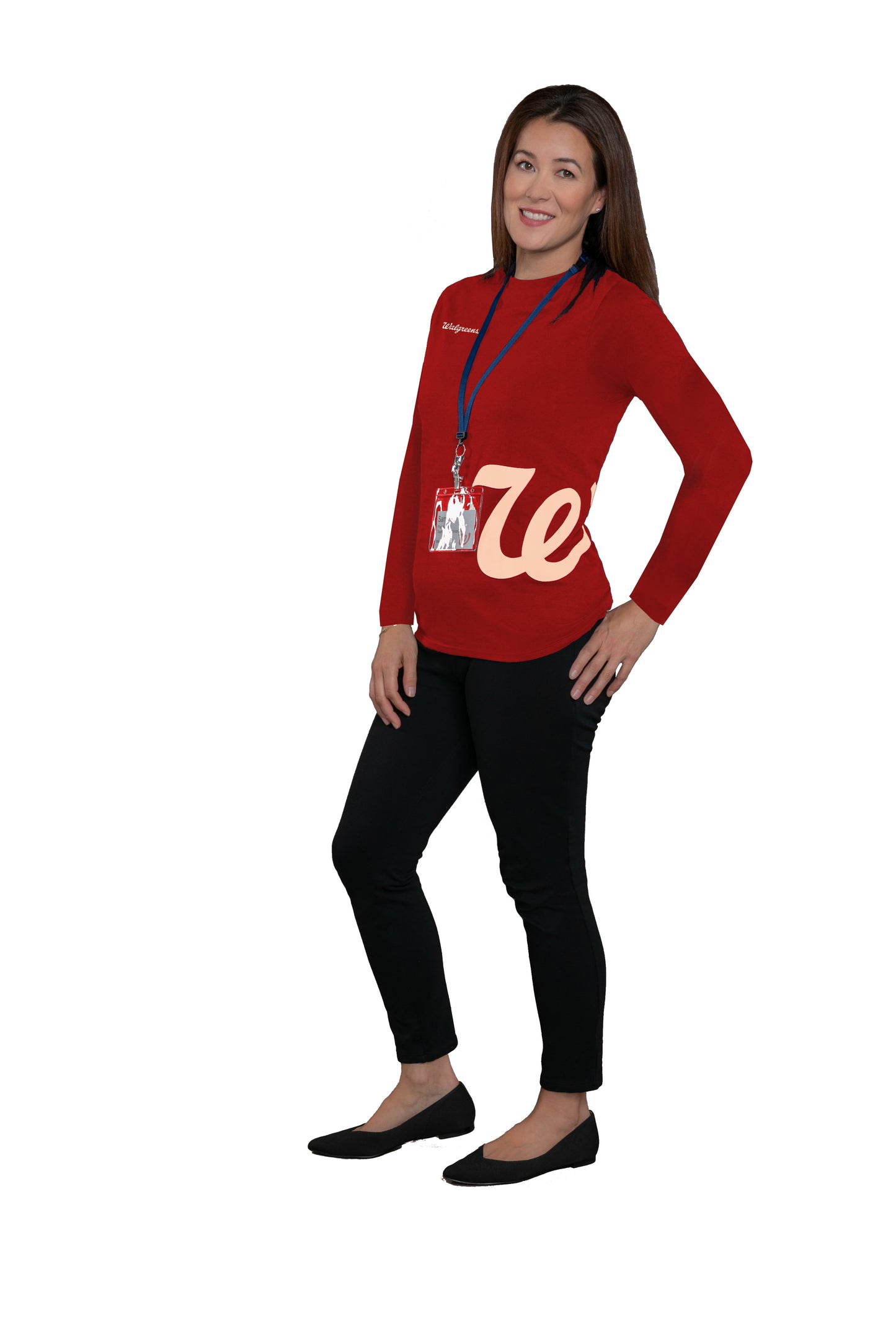 Unisex Long Sleeve Crimson T-shirt with W Side Wrap